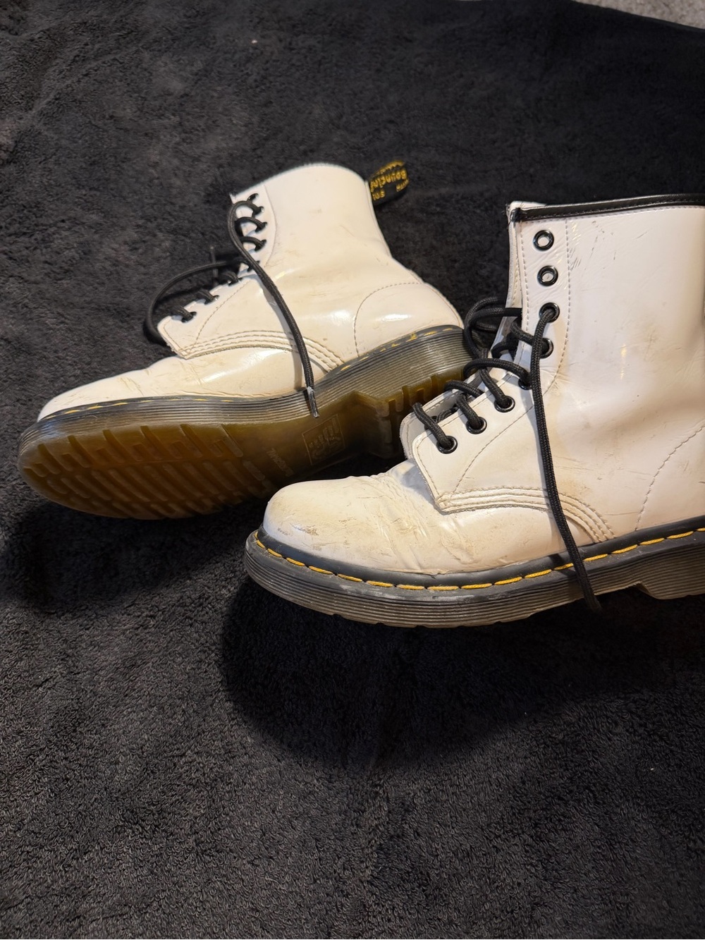 Dr Martens Docs 1460 8-eyelet Soft Smooth White Leather Boots Women Size 6